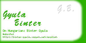 gyula binter business card